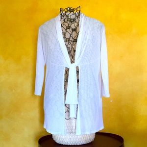 J Valdi White Ribbed Swim Cover